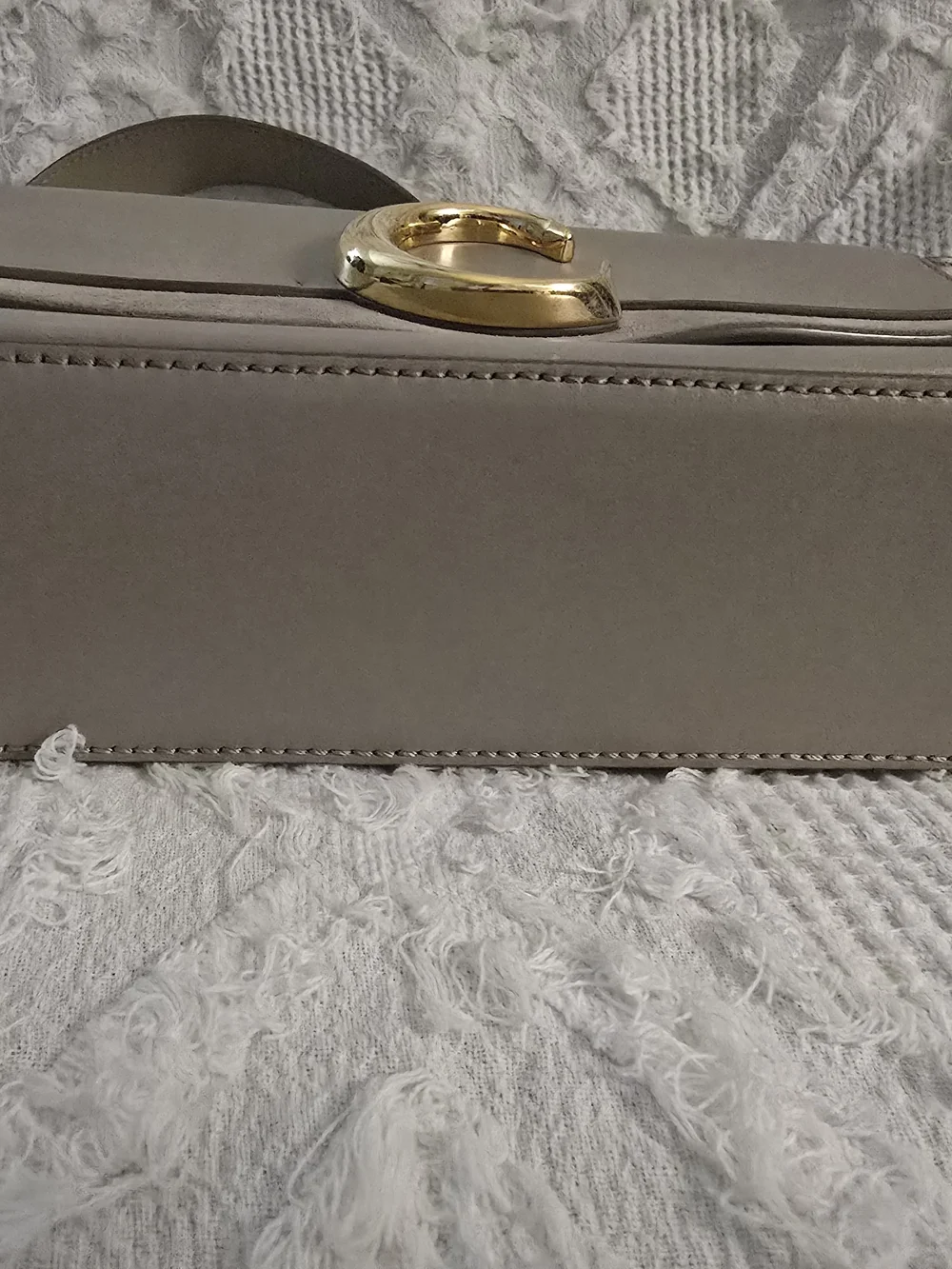 CHLOE dbl C Soft Leather Shoulder Bag in Taupe